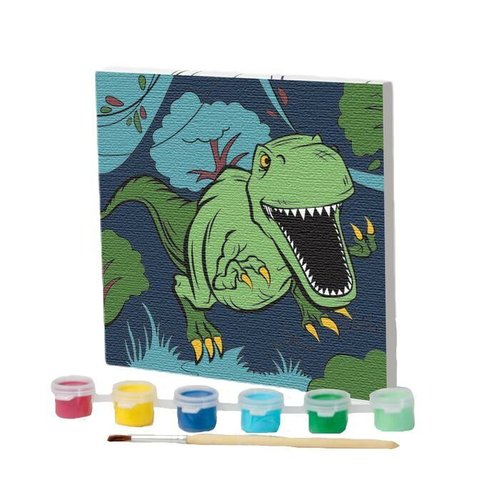 Peinture par numéros " dinosaure dans la jungle "15 × 15 cm sur toile diy kit chambre décor ensemble sku-278168
