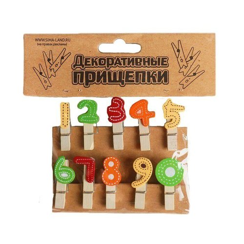 Ensemble de pinces à linge décoratives artisanat de fournitures ensemble" numéros "10 pièces. épingl sku-277327