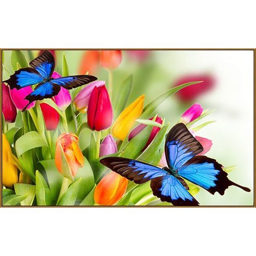 Diamant broderie diy kit "papillons en tulipes" 33 couleurs 29x19 cm sur toile 5d peinture par numér sku-276145