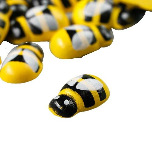Colle sur décoration en bois "abeille jaune" ensemble 30 pièces 0. 9x1. 3 cm été abeilles pollinisat sku-277114
