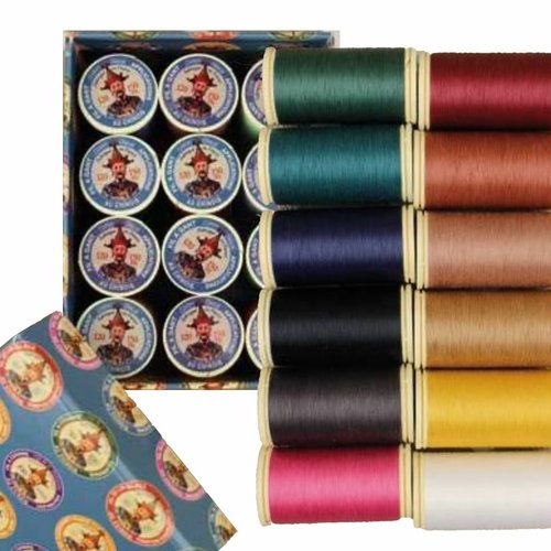 12 bobines mix foncé tons fil au chinois sajou gloving fils coton français patchwork applique fil lu sku-503537
