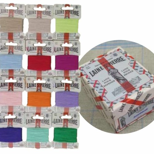12 cartes mix moderne couleurs laine st saint pierre sajou repriser broderie fil polyamide français  sku-503541
