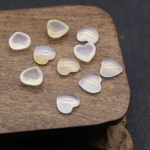 5 pièces pierre de lune naturelle cabochons agate blanche coeur cabochon bohème bijoux 10mm sku-522484