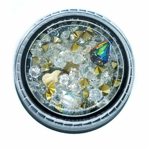 1 boîte cristal de mélange blanc or vitrail violet vert rivoli facettes strass 3d nail art résine ar sku-271355