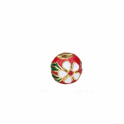 1 pièces or rouge blanc vert émail fleurs rondes en métal cloisonné perles entretoise vintage art pe sku-527025
