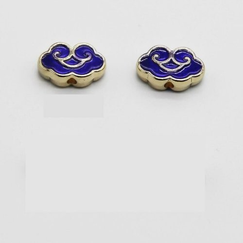 1 pièces or saphir bleu émail nuage perles métal cloisonné entretoise vintage art perle design brace sku-527156