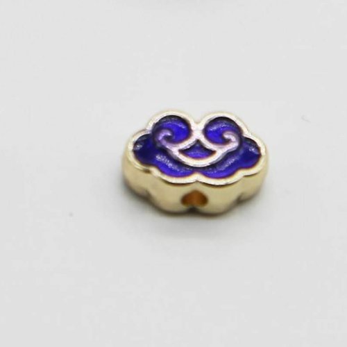2 pièces or saphir bleu émail petit nuage perles métal cloisonné entretoise vintage art perle design sku-527157