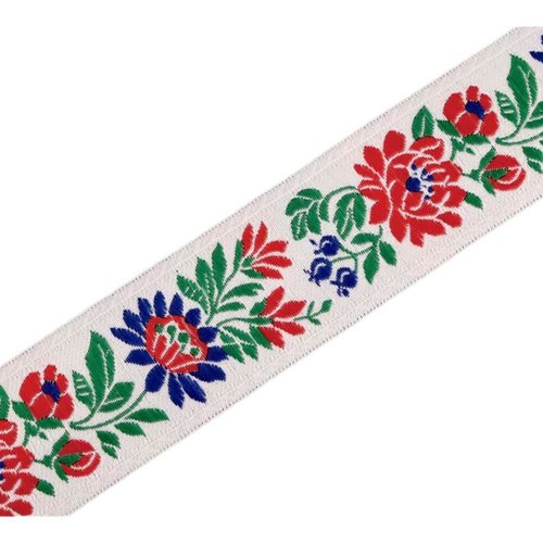 5m blanc tapisserie jacquard / costume folklorique ruban largeur 35 cm & tissé à motifs de rubans de sku-116234