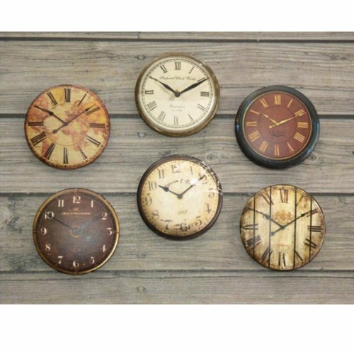 6 pcs ensemble vintage horloge 3 ronde en plastique à la main cabochon diy scrapbooking décor penden sku-537056