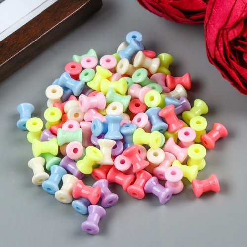Ensemble de perles pour la créativité en plastique "bobines de couleur" 100 pièces 1. 2x0. 9x0. 9 cm sku-395278
