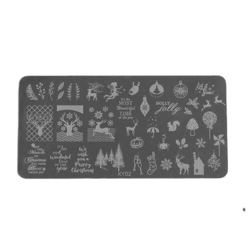 Disque d'estampage en métal pour nail art ""mélange de noël 2" 12 × 6 cm outil ensemble fournitures  sku-370784