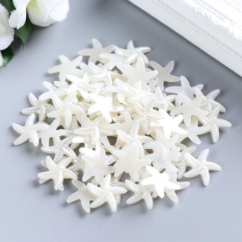 Ensemble de colle décorative sur cabochons pour idées de bricolage "étoiles de mer" blanc d = 1.9 cm sku-295395