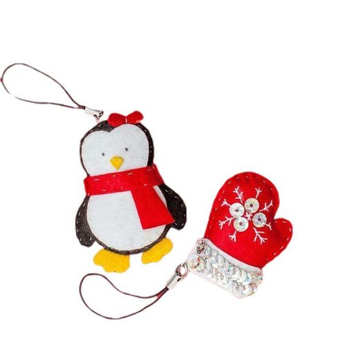 Jouets de noël cadeau pingouin et gant d'hiver feutre porte-clés décoration ensemble pour créer un o sku-373430