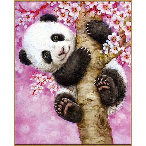 Diamant broderie diy kit toile "merry panda" 21 couleurs 20x25 cm sur 5d peinture par numéro kit cri sku-276144