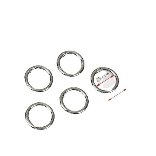 Mousqueton anneau rond fermoir fendu porte-clés d = 25mm 5mm 5 pièces couleur argent pour la fabrica sku-276624
