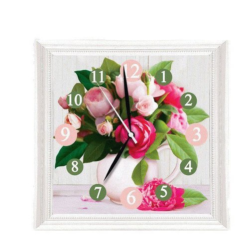 Bouquet de pivoines pour horloge peinture par numéros diy kit artisanat ensemble accueil mur décor a sku-278243