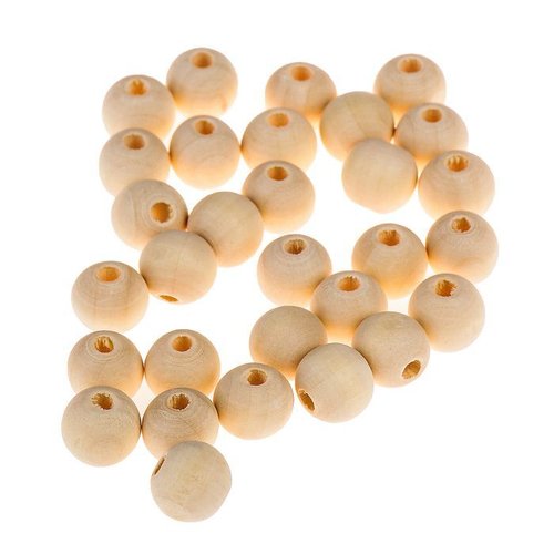 Perles en bois d = 12mm (ensemble 30 pièces) sans revêtement géométrique inachevé rond boule naturel sku-277199