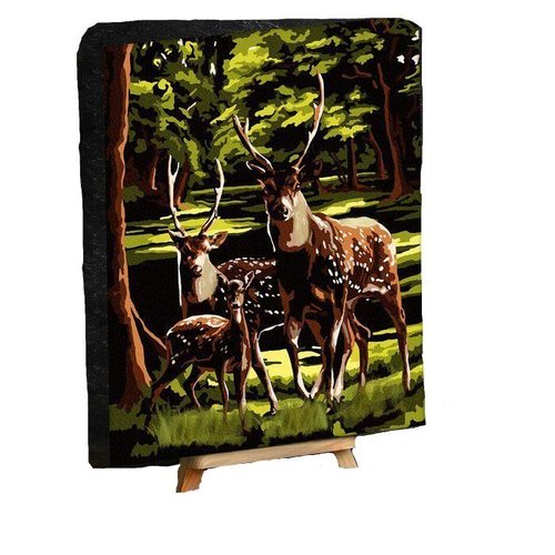 Peinture par numéro kit avec 3d éléments "cerf dans la forêt toile et brosses pour mur " 30x40 cm im sku-277319