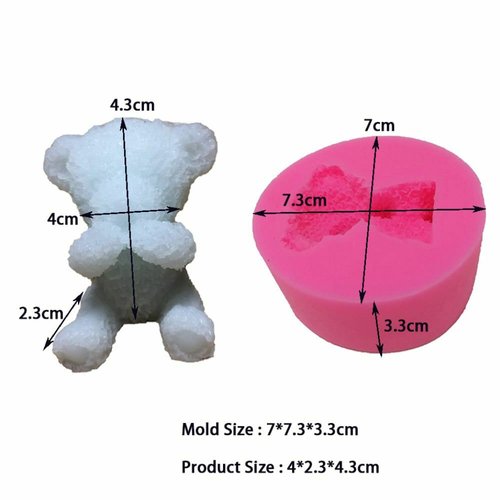 1 pc dire pas mal ours en peluche 3d silicone savon moule argile gypse uv résine cire bougie chocola sku-520759