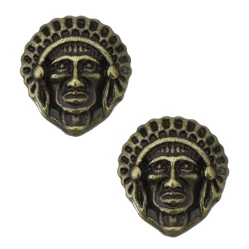 4 pcs antigue bronze masque leader pendentifs charmes résultats caractère métal 13mm x 11mm sku-535238