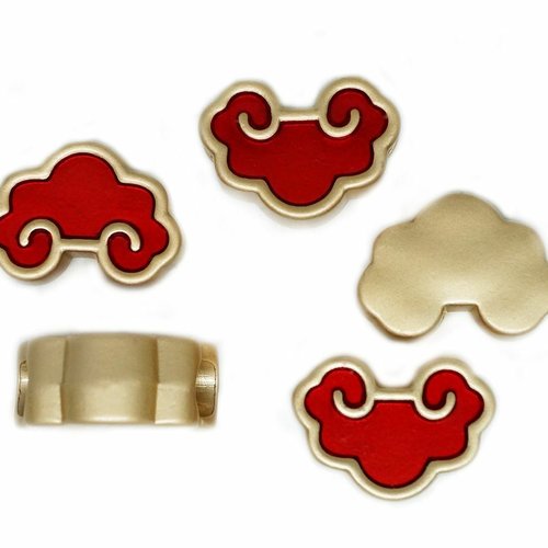 1 pièces or rouge émail nuage perles métal cloisonné entretoise vintage art perle design bracelet à  sku-527155