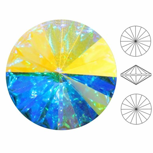 6 pièces izabaro cristal ab 001ab rond rivoli verre cristaux 1122 pierre chatons facettes strass 12m sku-549025