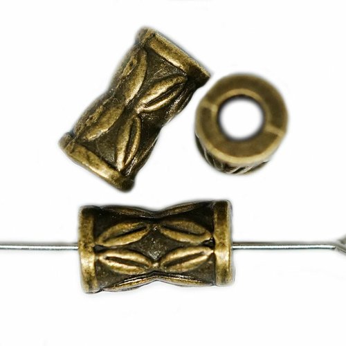 10 pièces antique bronze grand trou européen pandora style tambour tube perles 11mm x 6mm 3mm sku-535013