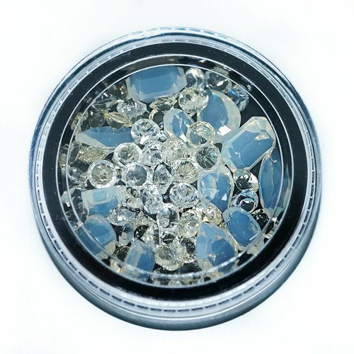1 boîte cristal de mélange blanc moonstone rivoli facettes strass 3d nail art résine artisanat brico sku-271354