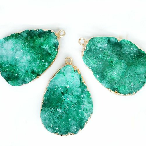 1 pc vert cristal lumière or forme libre druzy geode glace quartz agate pierre naturelle plaqué foca sku-522489