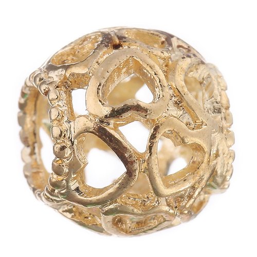 6 pièces or tibétain évider perles coeur rond tambour sans plomb métal pendentif breloques bohème tc sku-529580