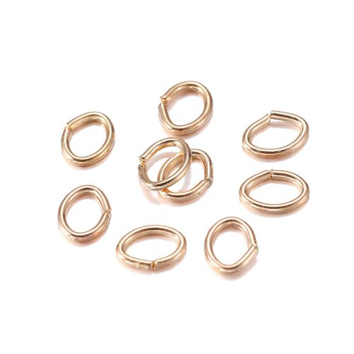 117 pièces couleur or clair plaqué 7x5mm ovale fendu anneau de saut fer bricolage anneaux ouverts co sku-573450