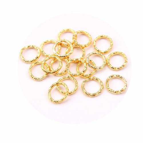 33 pièces couleur or plaqué 1.2x12mm rond sculpté anneau de saut fendu métal bricolage anneaux ouver sku-573453