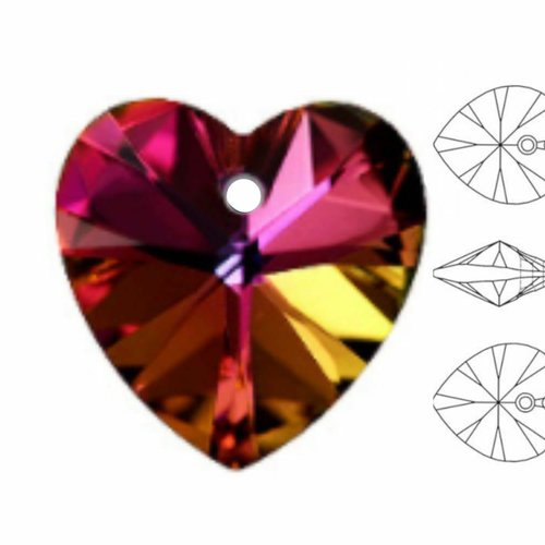 5 pièces izabaro cristal vitrail moyen 001vm coeur pendentif perle verre cristaux 6228 fantaisie pie sku-574823