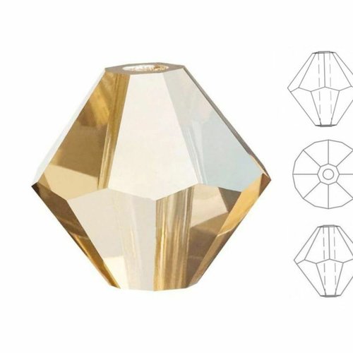 50 pièces izabaro cristal doré ombre 001gsha bicone verre cristaux 5328 perle facettes strass 4mm sku-574827
