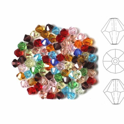 50 pièces izabaro cristal mélange couleur bicone verre cristaux 5328 perle facettes strass 4mm sku-574831