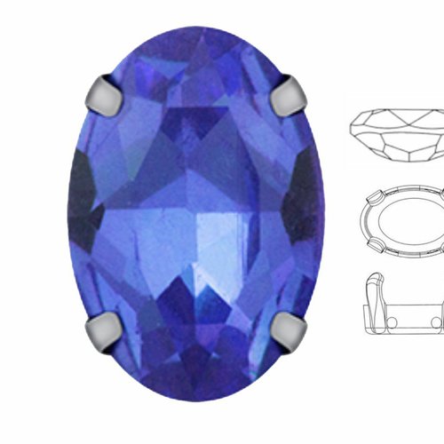 4 pièces izabaro cristal saphir bleu 206 ovale fantaisie pierre 14x10mm verre argent couleur coudre  sku-575312