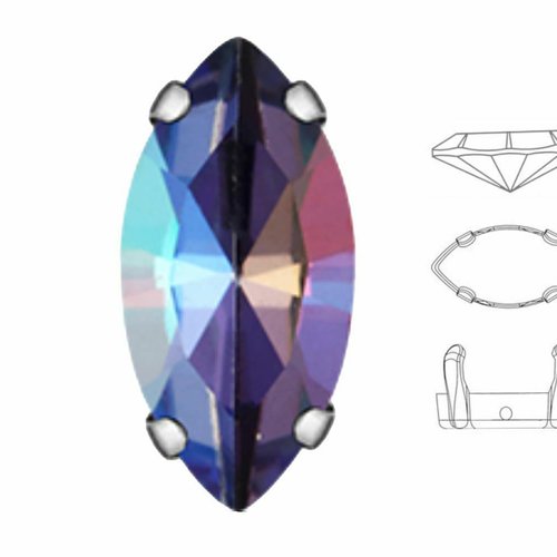 6 pièces izabaro cristal tanzanite arc-en-ciel 539rb navette fantaisie pierre 7x15mm verre argent co sku-575322