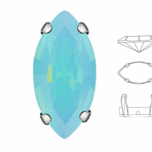 6 pièces izabaro cristal caraïbes bleu opale 394 navette fantaisie pierre 7x15mm verre argent coudre sku-575325