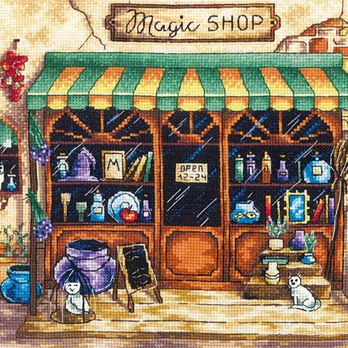 1 pc magic shop coton point de croix broderie diy kit mouline fils sur toile main couture de ensembl sku-608081