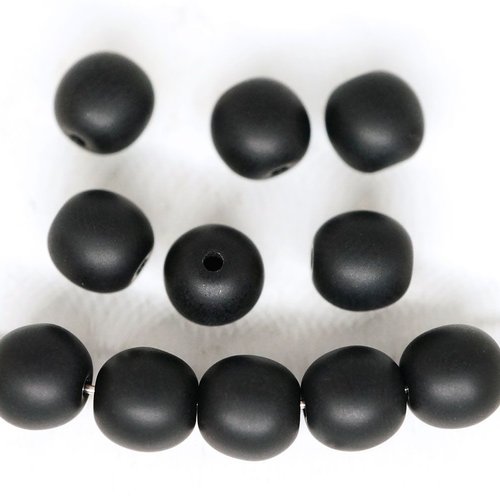 60pcs cache craie noire ronde perles de rondes en verre tchèque 5mm sku-136647