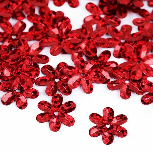 25g 50103 rouge hologramme fleur paillettes ø15mm métallique de l'artisanat tissu accessoires à et d sku-127328