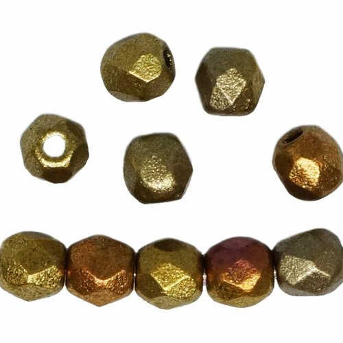 100 pièces mélange métallique mat orange arc-en-ciel rond à facettes feu poli petites perles rondes  sku-619117