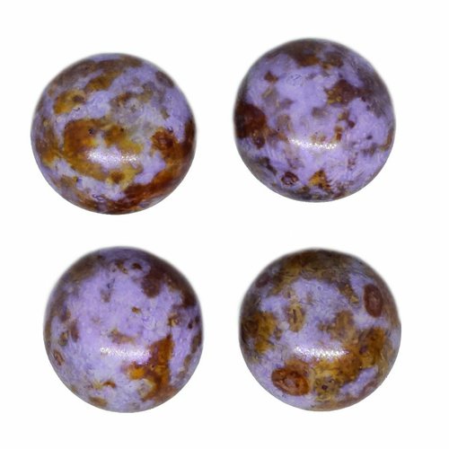 10 pièces opale violet brun patine ronde en verre tchèque cabochon perles en 10mm sku-619119