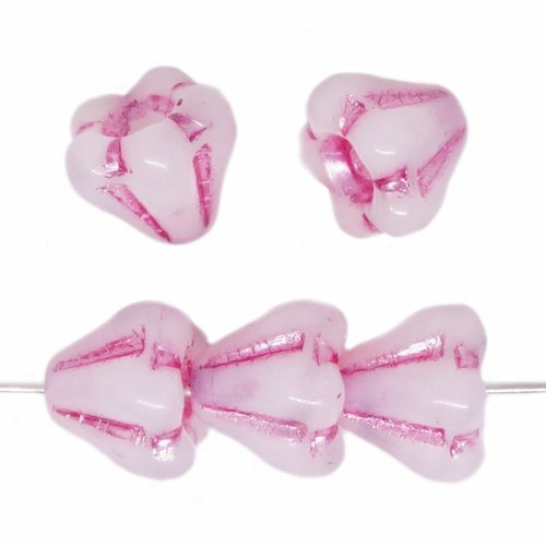 30 pièces blanc opale rose patine cloche bébé petites casquettes bohème fleur perles tchèque verre 6 sku-614818