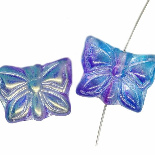 8 pièces cristal alaska bleu violet ab papillon perles verre tchèque 15mm x 12mm sku-614820