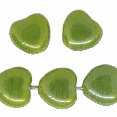 20 pièces métallisé arc-en-ciel iris vert olive saint valentin perles de coeur de mariage verre tchè sku-618855