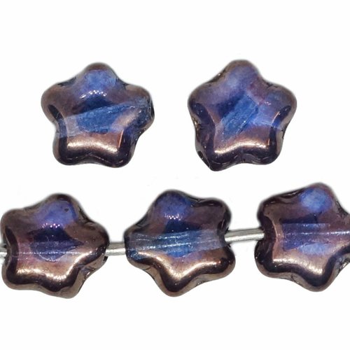 60 pièces cristal tanzanite violet bleu bronze métallique lustre étoile plate perles verre tchèque 6 sku-618763