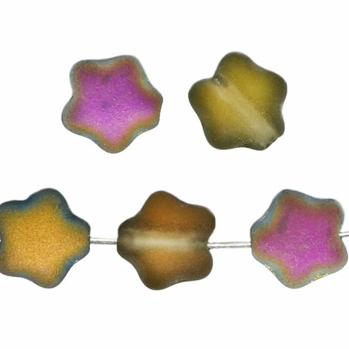 60 pièces cristal mat jaune marea or demi violet bleu rose perles étoiles plates verre tchèque 6mm x sku-618767