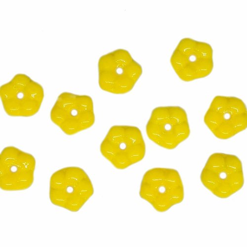 80 pièces opaque jaune petit plat myosotis fleur entretoise perle casquettes tchèque verre 05mm x sku-613570