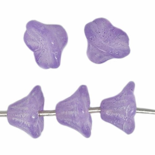 40pcs cristal mat brillant lilas violet petite cloche fleur perle casquettes verre tchèque 07mm x 05 sku-613113